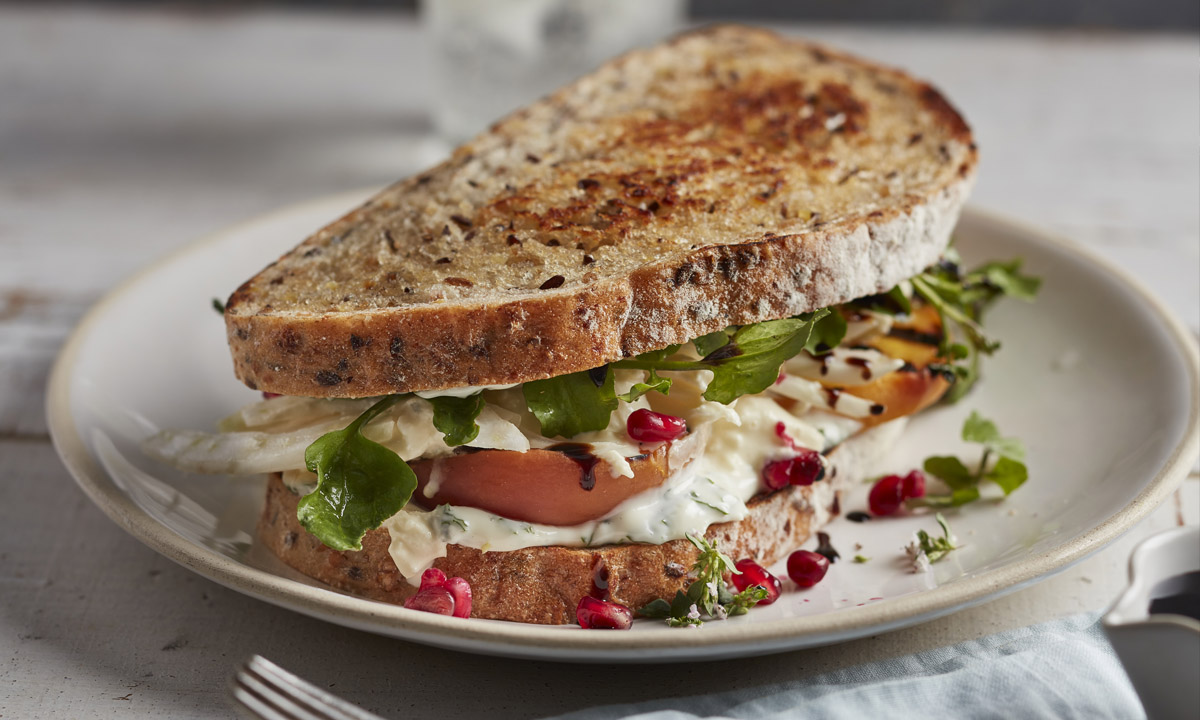 Grilled Peach & Burrata Sandwich